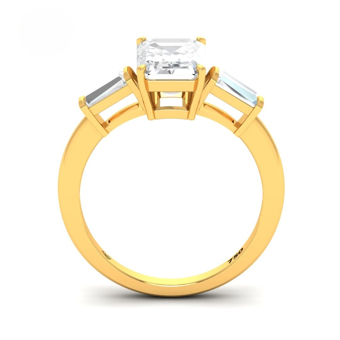 Mary Emerald Cut Diamond Engagement Ring with Tapering Baguette Cut Side Diamonds