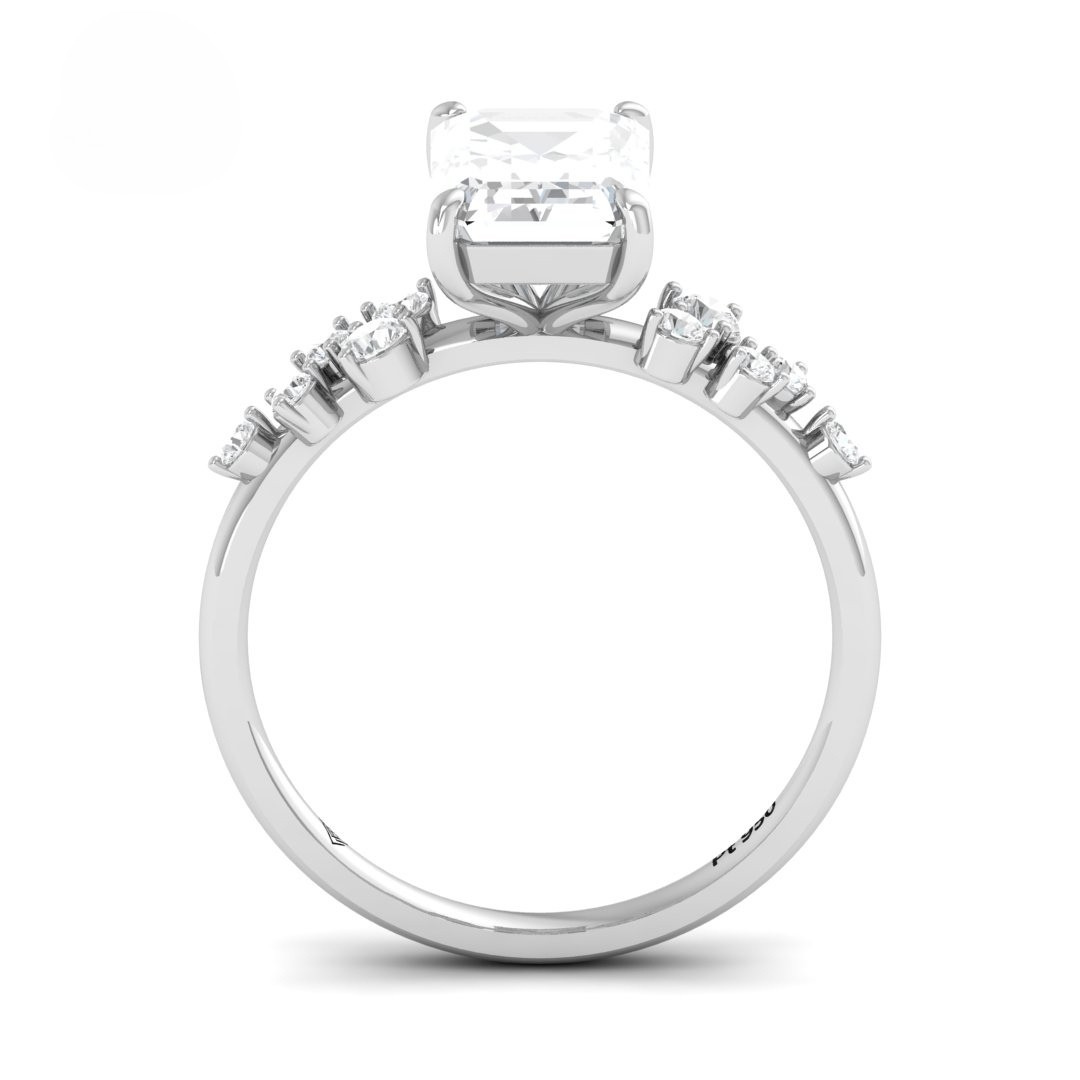 Layla Emerald Cut Diamond Engagement Ring with Accent Band
