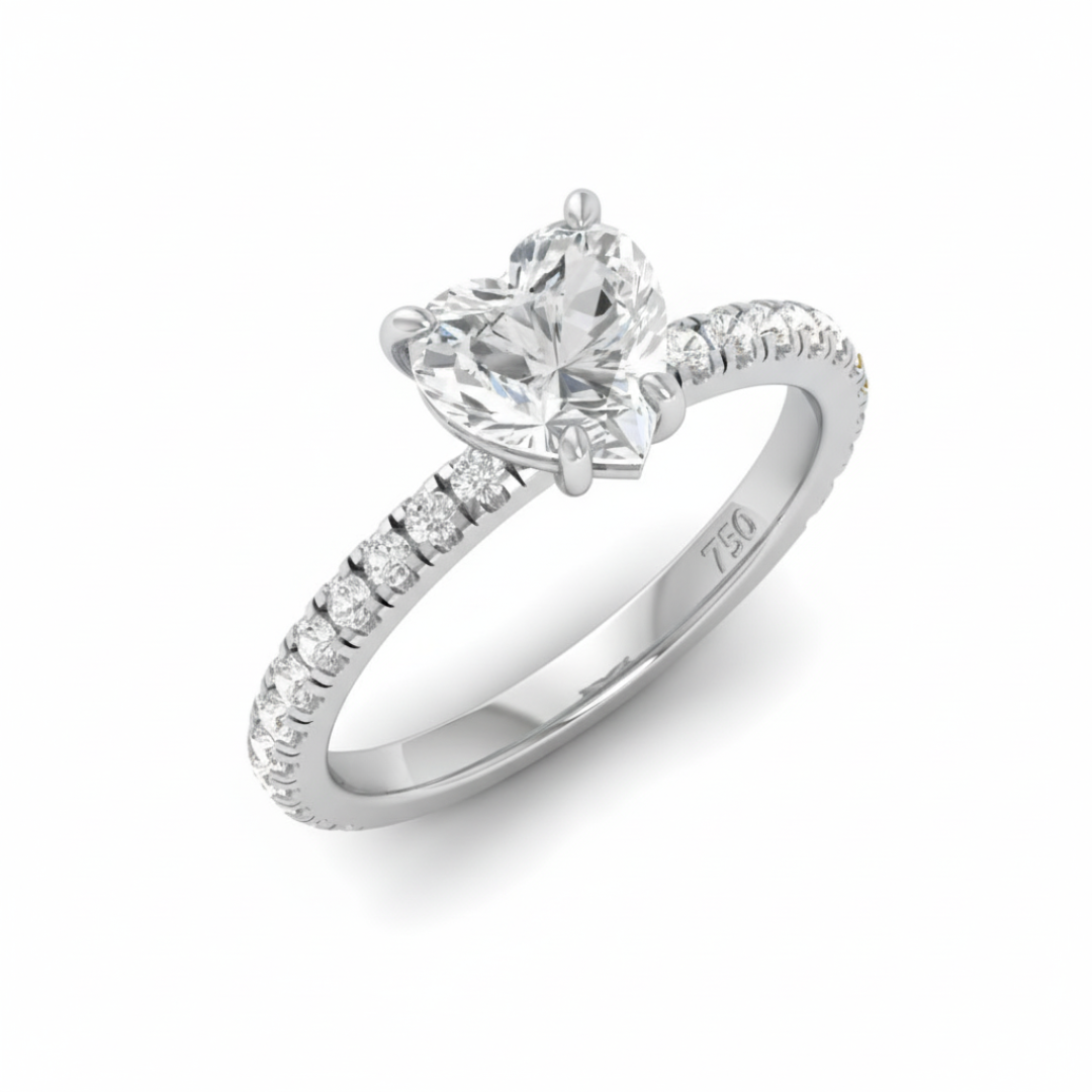 Abigail Heart With Diamond Band Engagement Ring