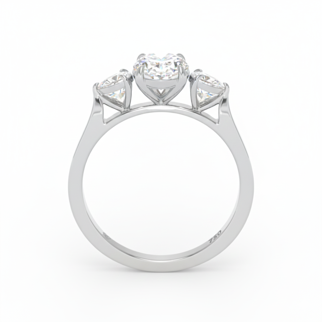 Sofia Oval Cut Diamond Engagement Ring With A Pear Cut Side Diamonds