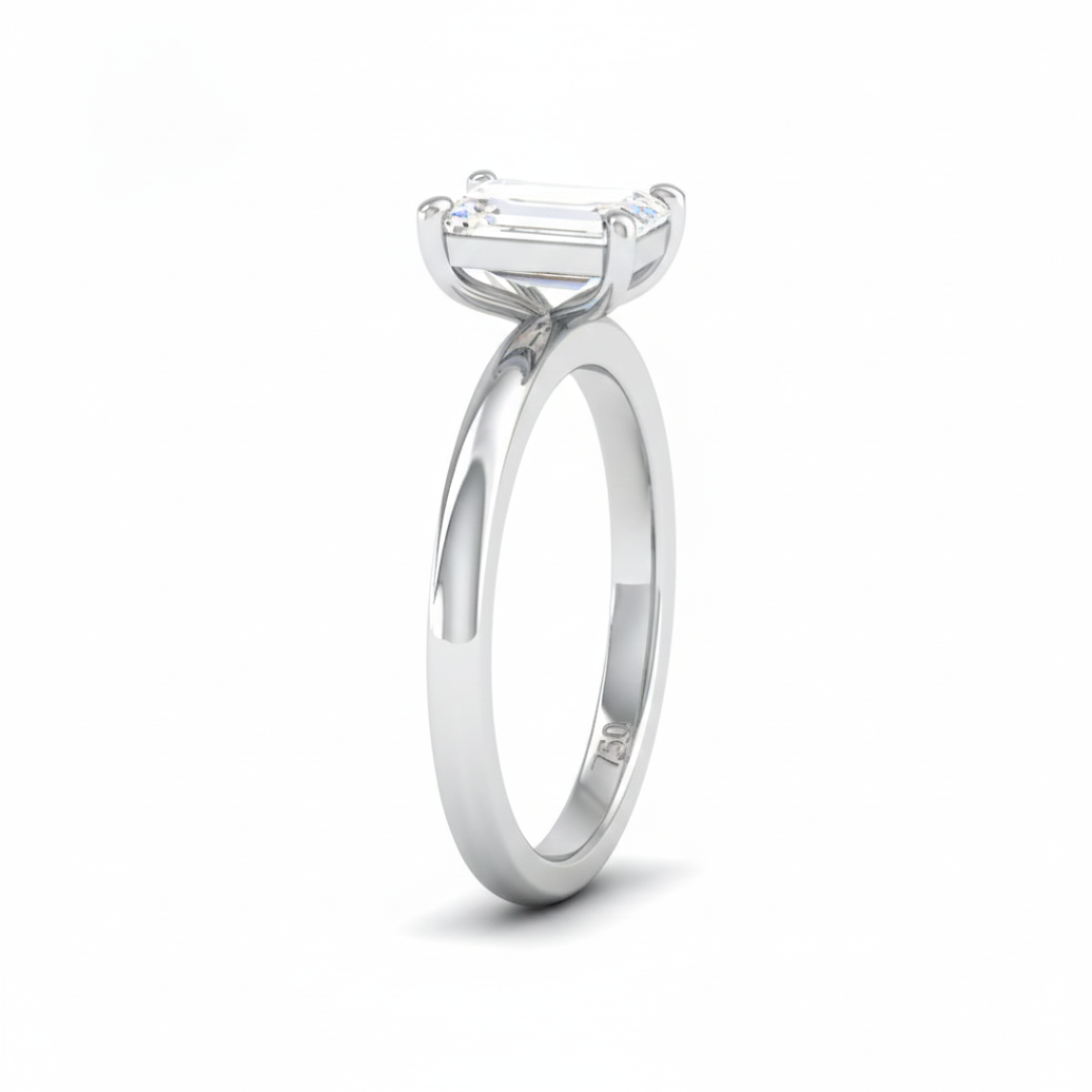 Noémie Solitaire Emerald Cut With Diamond Engagement Ring
