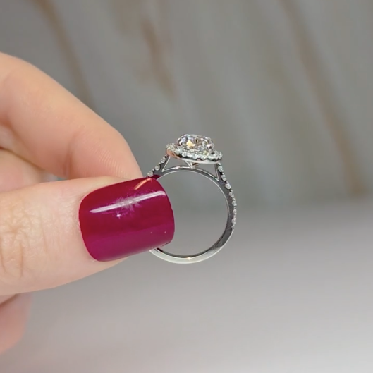 Bella Oval Cut Diamond Engagement Ring with Diamond Halo & Diamond Band