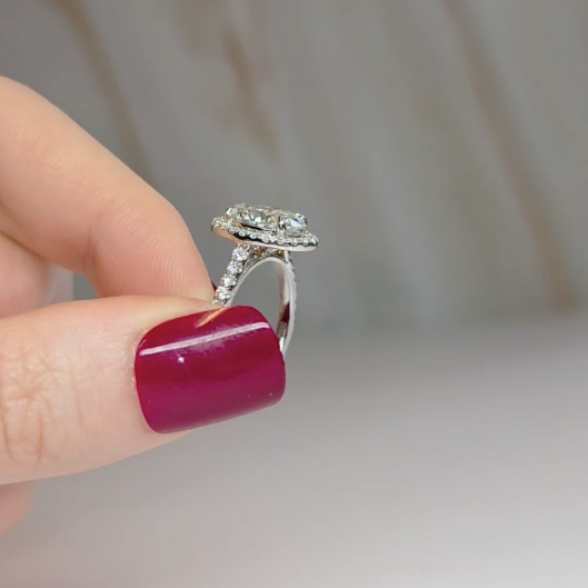 Bella Oval Cut Diamond Engagement Ring with Diamond Halo & Diamond Band