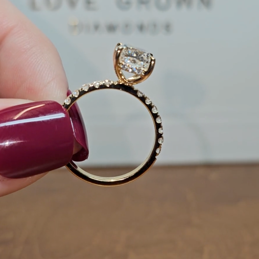 Chloé Cushion Cut Diamond Engagement Ring with Diamond Hidden Halo and Diamond Band
