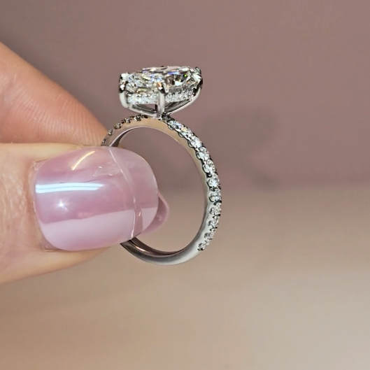 Chloé Marquise Cut Diamond Engagement Ring with Diamond Hidden Halo and Diamond Band