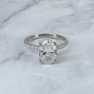 Chloé Oval Cut Diamond Engagement Ring with Diamond Hidden Halo and Diamond Band