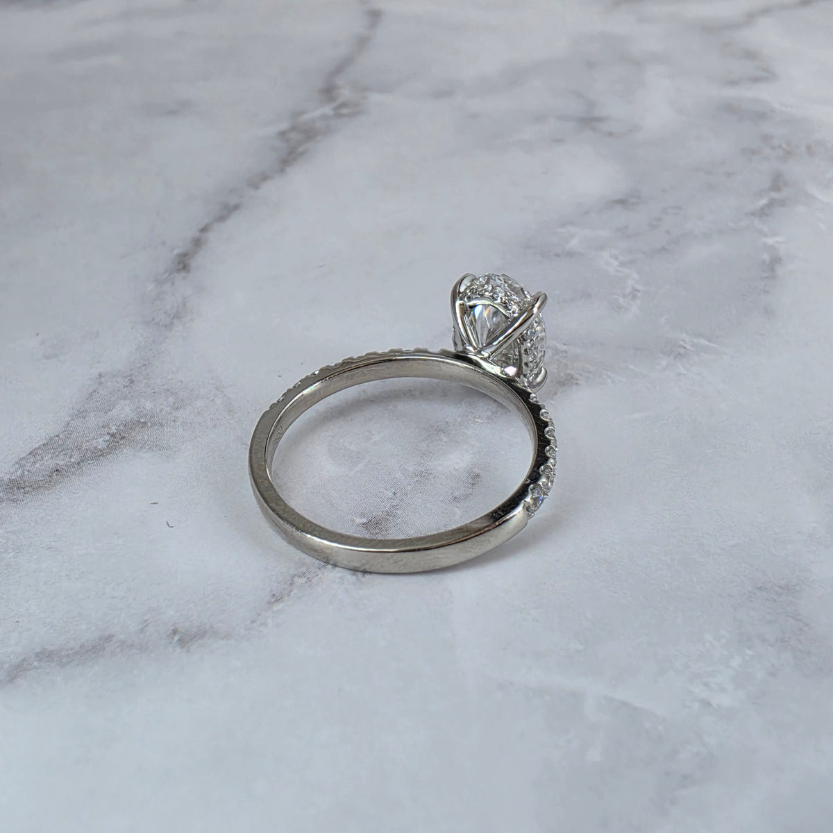Chloé Oval Cut Diamond Engagement Ring with Diamond Hidden Halo and Diamond Band