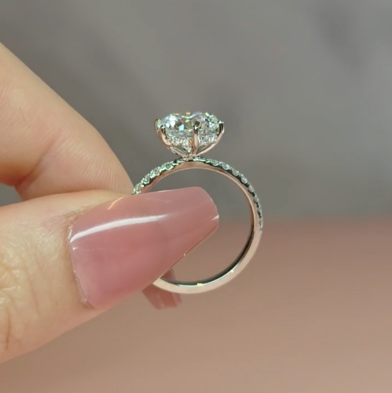 Chloé Round Cut Diamond Engagement Ring with Diamond Hidden Halo and Diamond Band