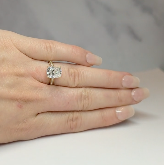 Katherine Cushion cut engagement ring 3D Diamond Band