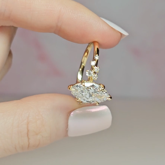 Layla Marquise Cut Diamond Engagement Ring With Accent Band