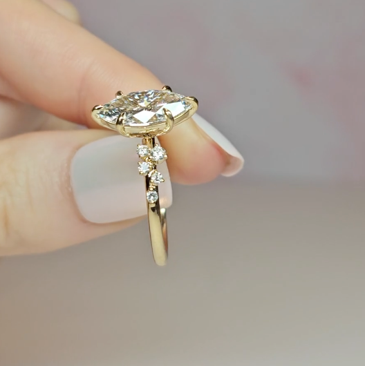 Layla Marquise Cut Diamond Engagement Ring With Accent Band
