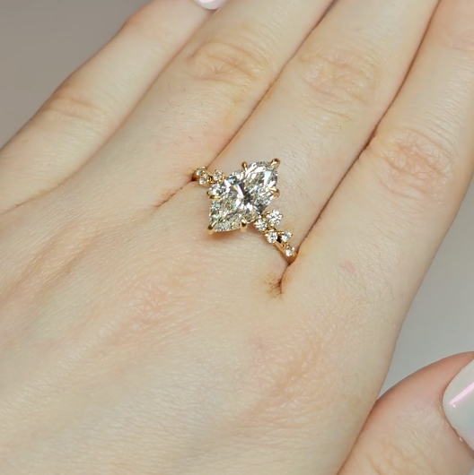 Layla Marquise Cut Diamond Engagement Ring With Accent Band