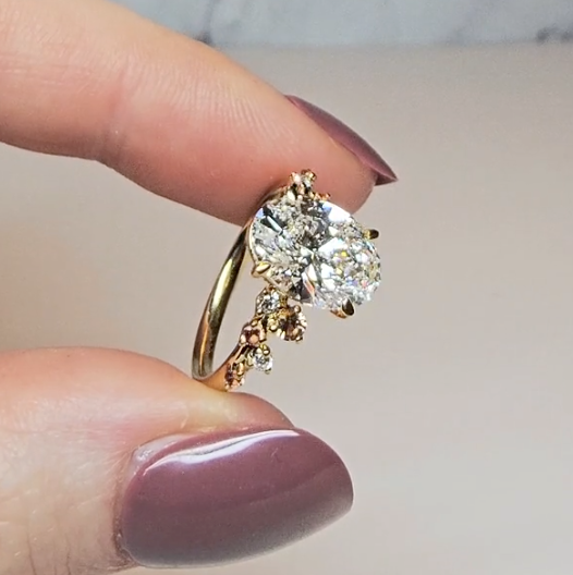 Layla Oval Cut Diamond Engagement Ring With Diamond Accent Band