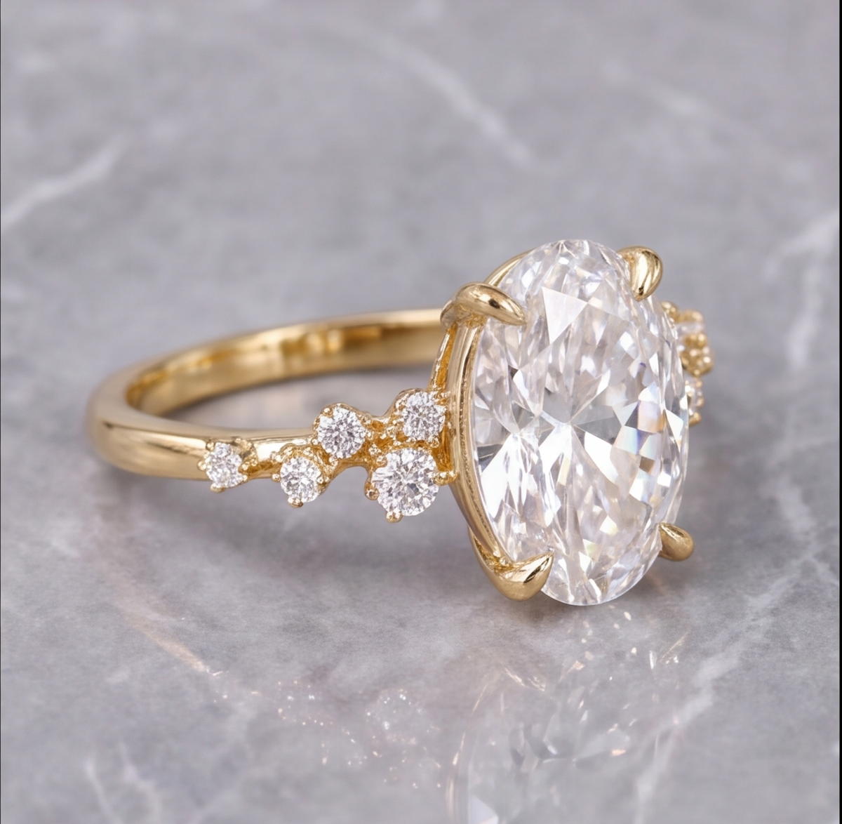 Layla Oval Cut Diamond Engagement Ring With Diamond Accent Band