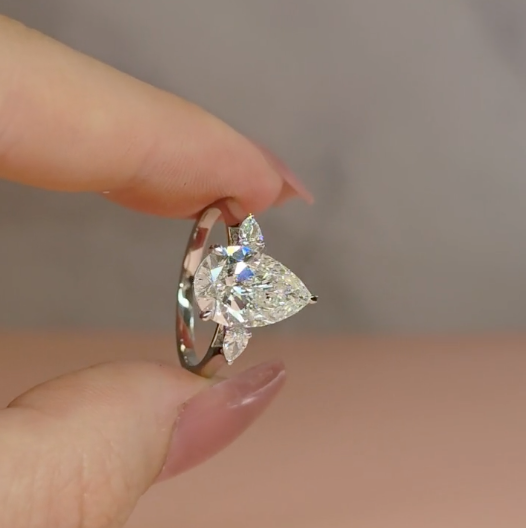 Sofia Pear Cut Diamond Engagement Ring With A Pear Cut Side Diamonds