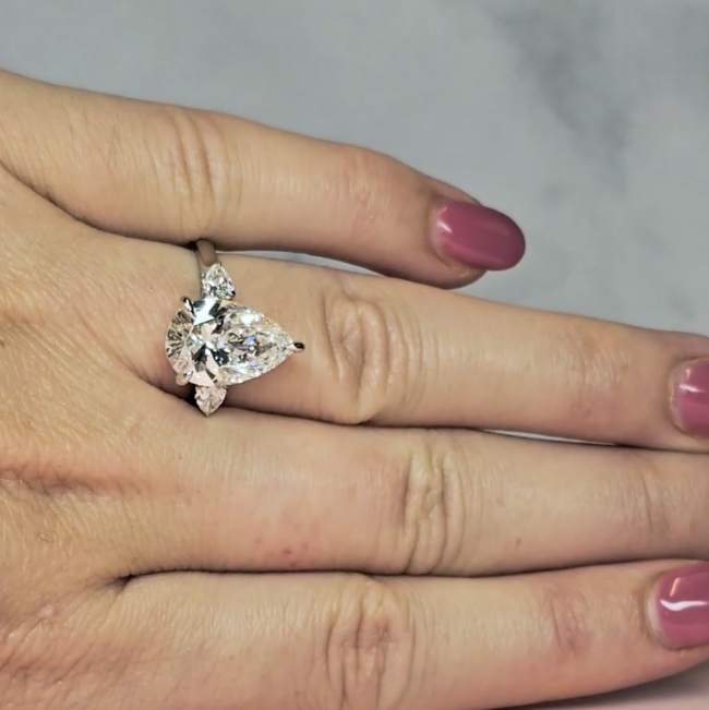 Sofia Pear Cut Diamond Engagement Ring With A Pear Cut Side Diamonds