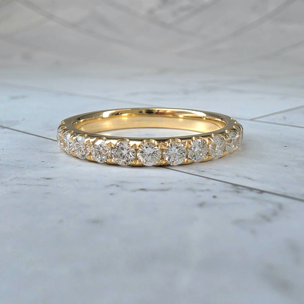 Valentina Round Brilliant Cut Gold Diamond Wedding Band