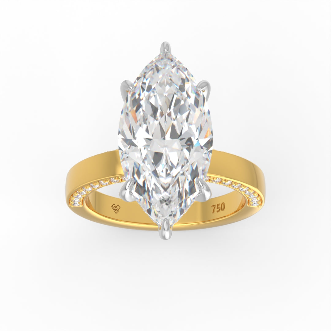 Celeste Marquise cut Lab Diamond with Cigar band and half set Diamond sides & hidden halo