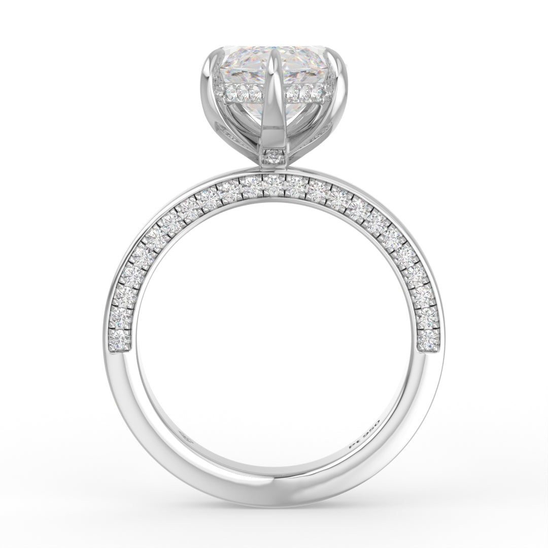Celeste Marquise cut Lab Diamond with Cigar band and half set Diamond sides & hidden halo