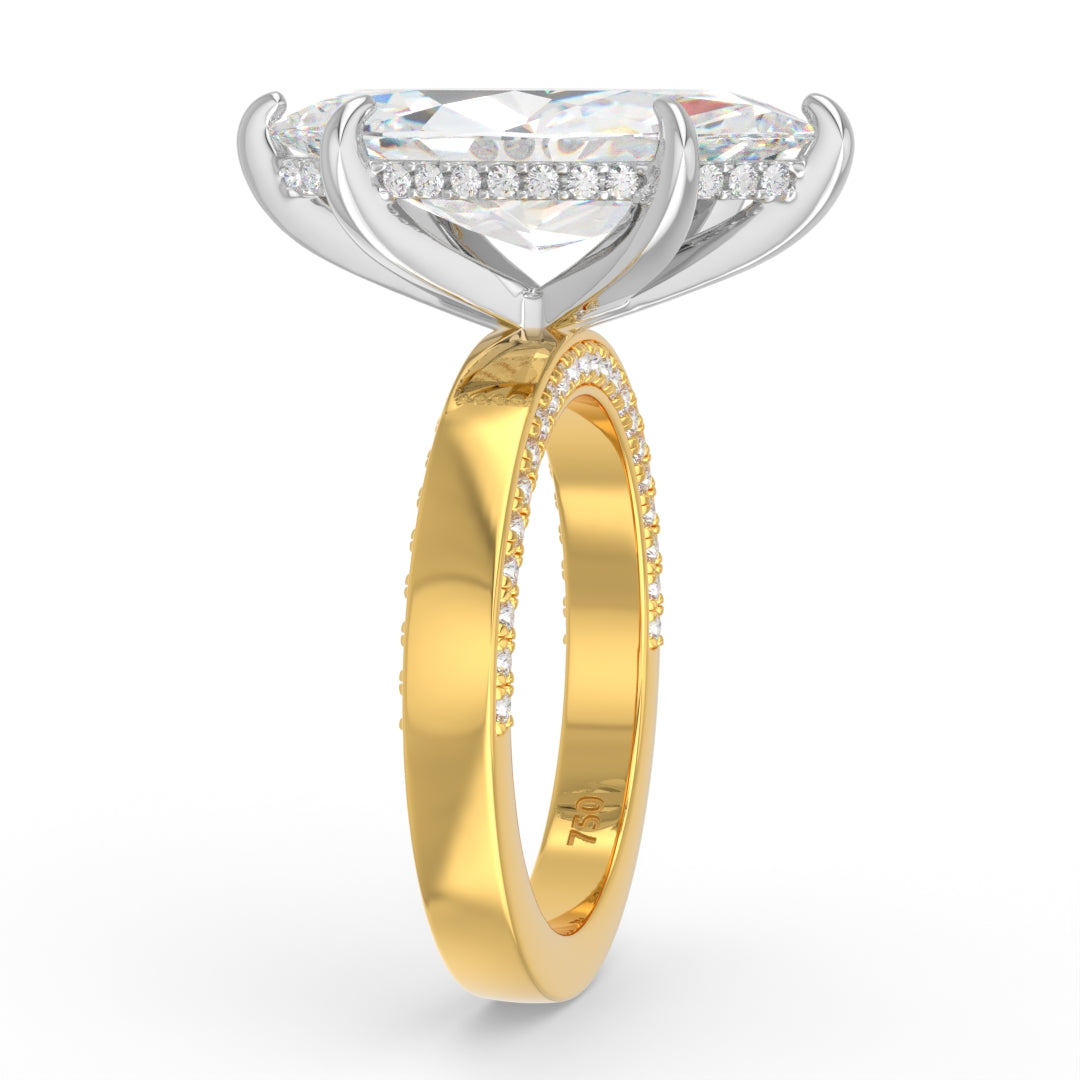Celeste Marquise cut Lab Diamond with Cigar band and half set Diamond sides & hidden halo