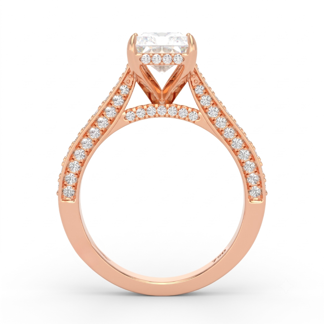 Katherine Radiant cut engagement ring 3D Diamond Band