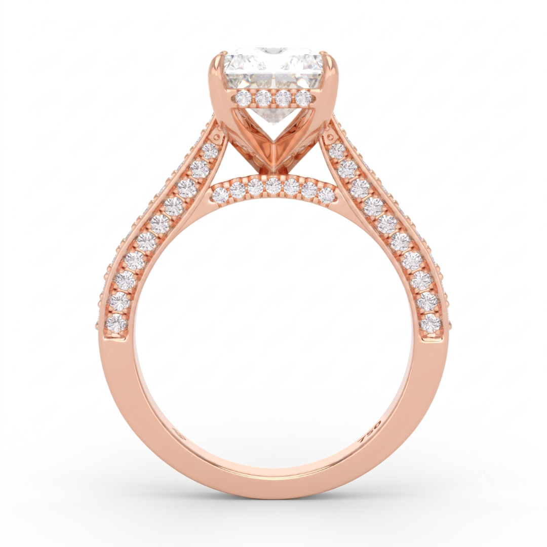 Katherine Radiant cut engagement ring 3D Diamond Band