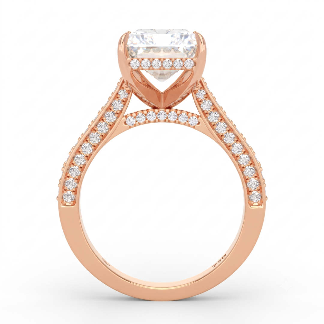 Katherine Radiant cut engagement ring 3D Diamond Band