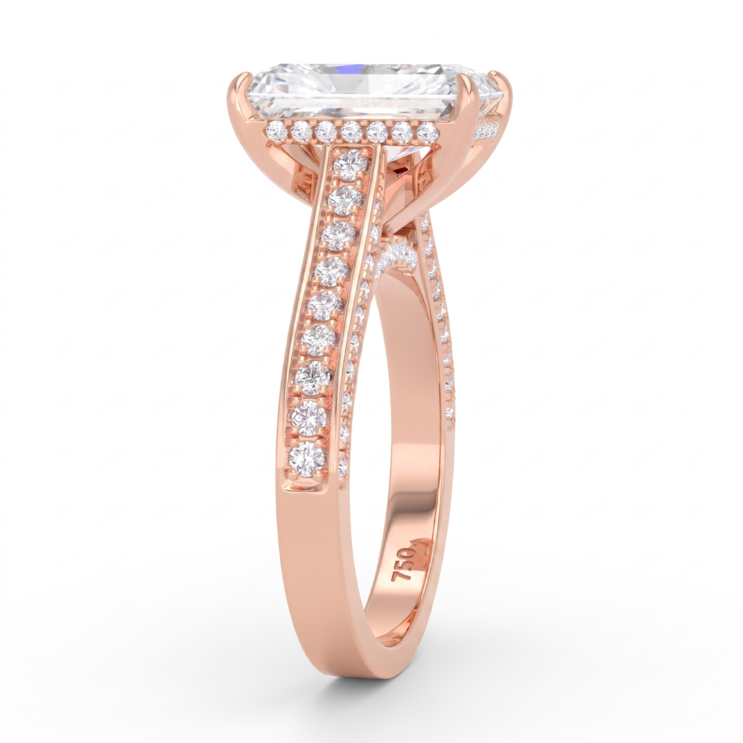 Katherine Radiant cut engagement ring 3D Diamond Band