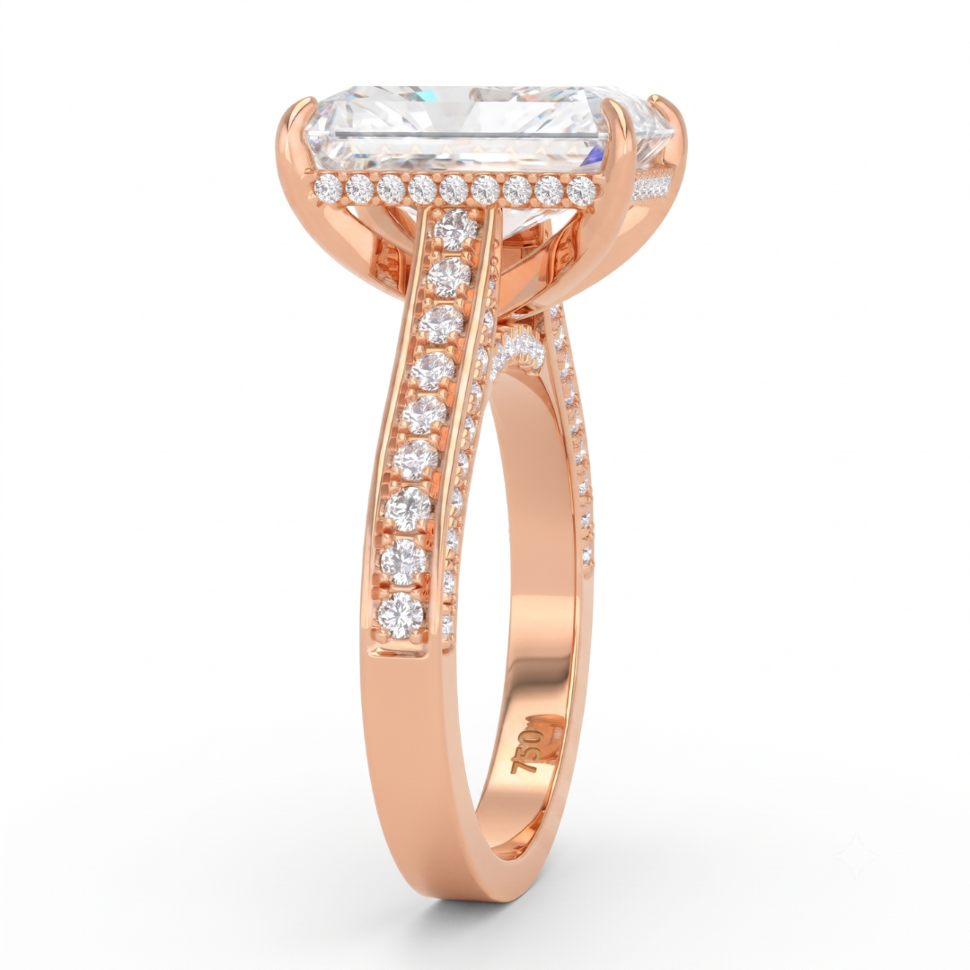 Katherine Radiant cut engagement ring 3D Diamond Band