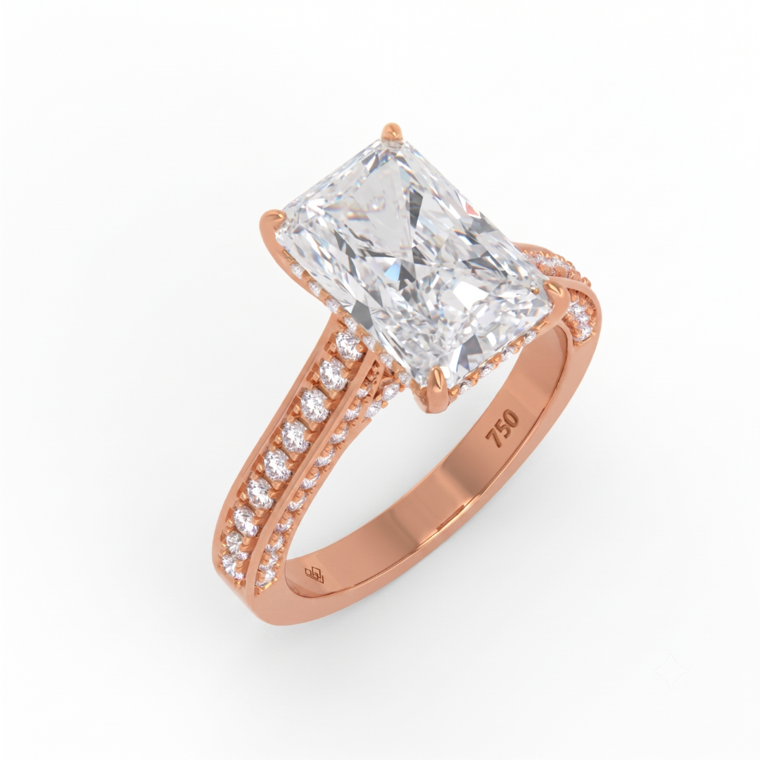 Katherine Radiant cut engagement ring 3D Diamond Band