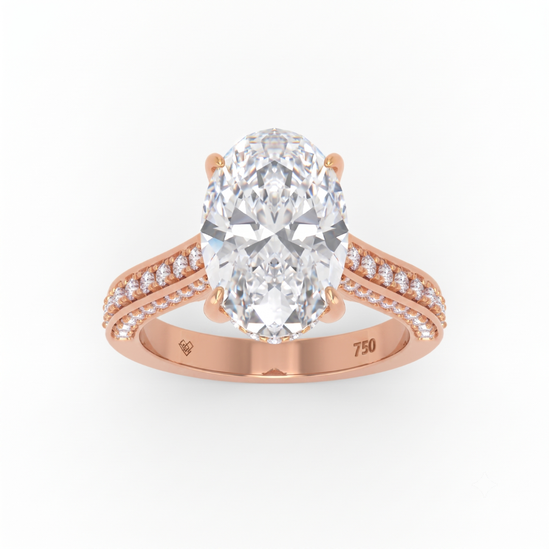 Katherine Oval Cut Engagement Ring 3D Diamond Band