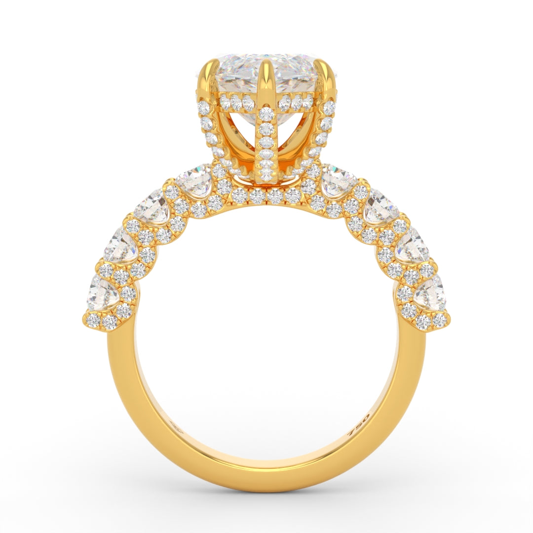 Juliette Marquise Lab-Grown Diamond Engagement Ring featuring a Half-Set Diamond Band, Hidden Halo, and Pavé U-Shaped Prong Setting