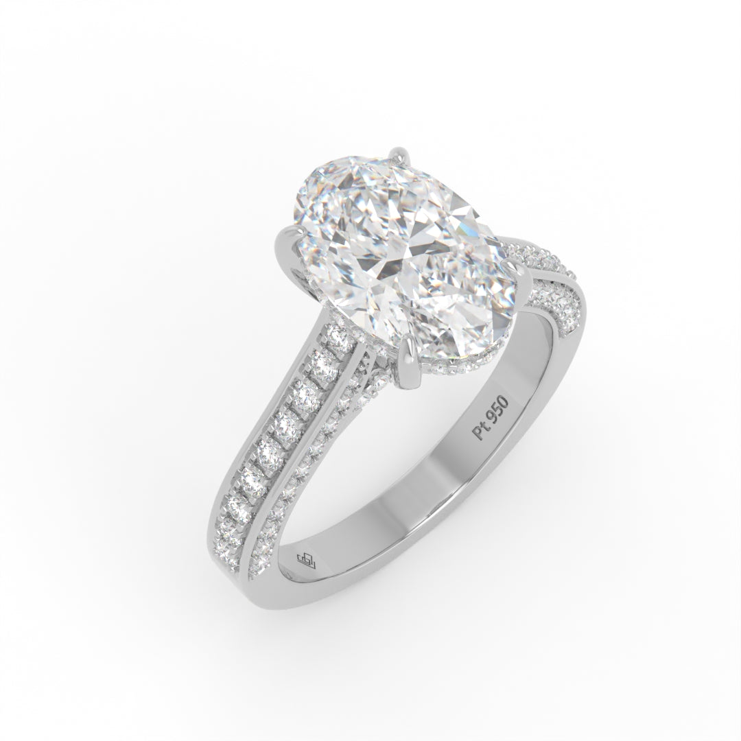 Katherine Oval Cut Engagement Ring 3D Diamond Band