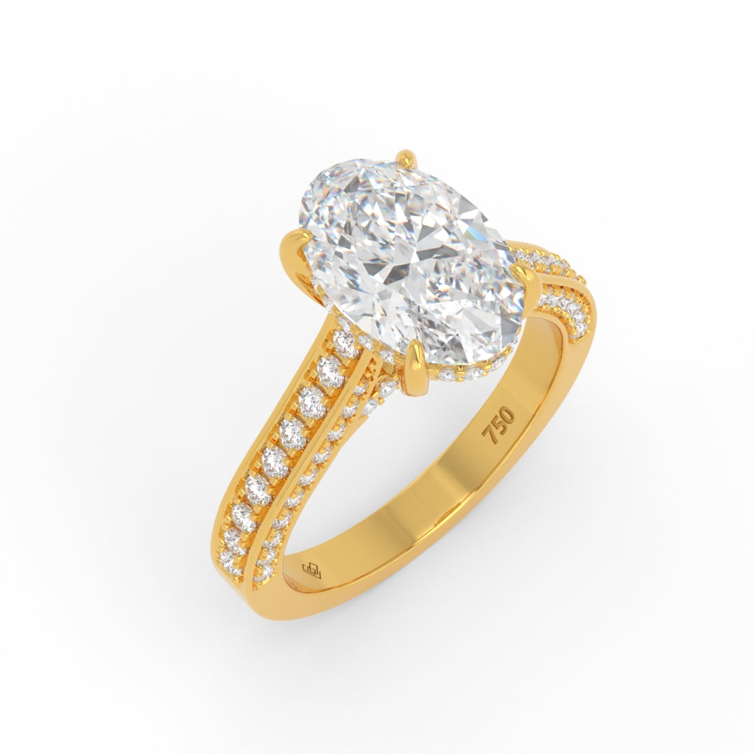 Katherine Oval Cut Engagement Ring 3D Diamond Band