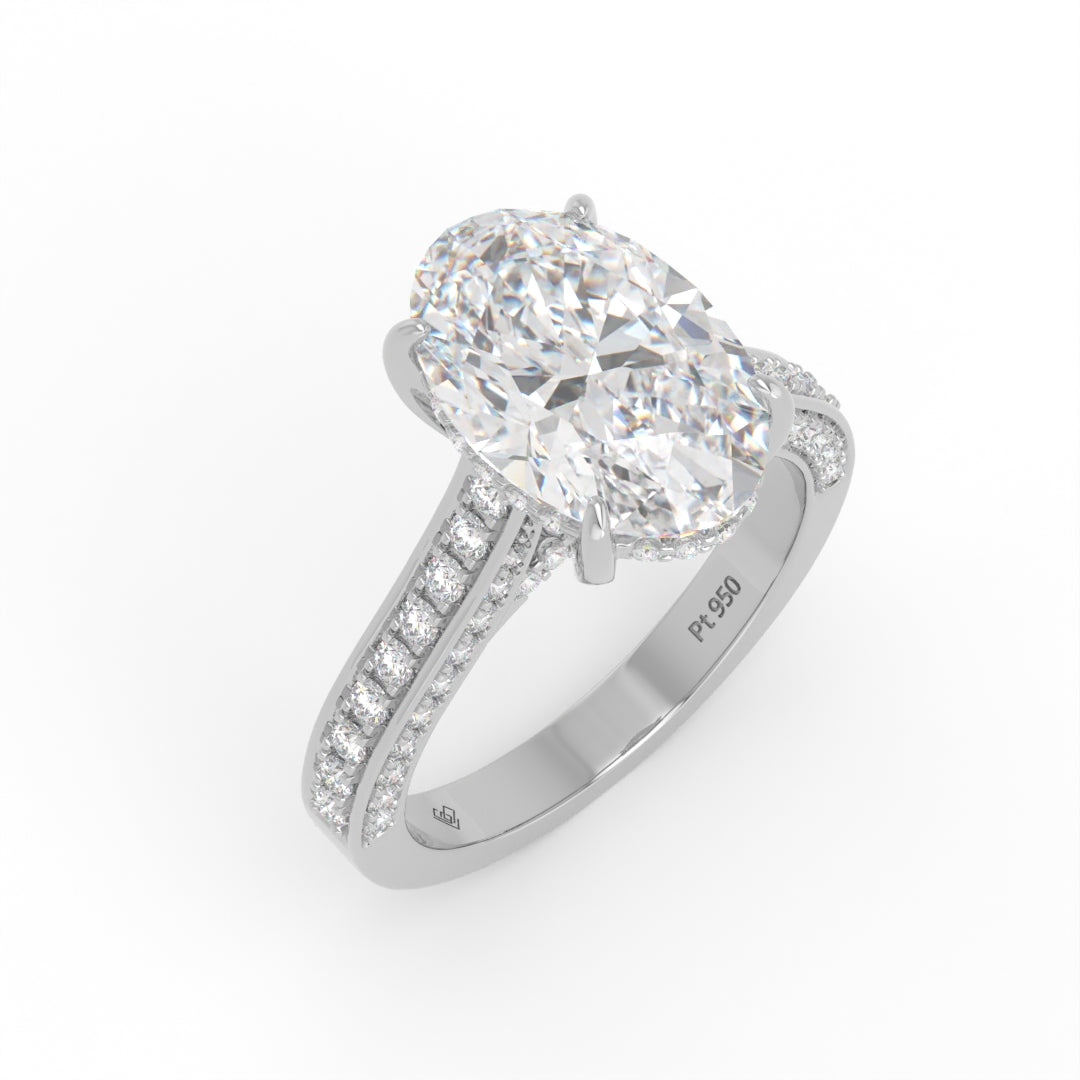 Katherine Oval Cut Engagement Ring 3D Diamond Band
