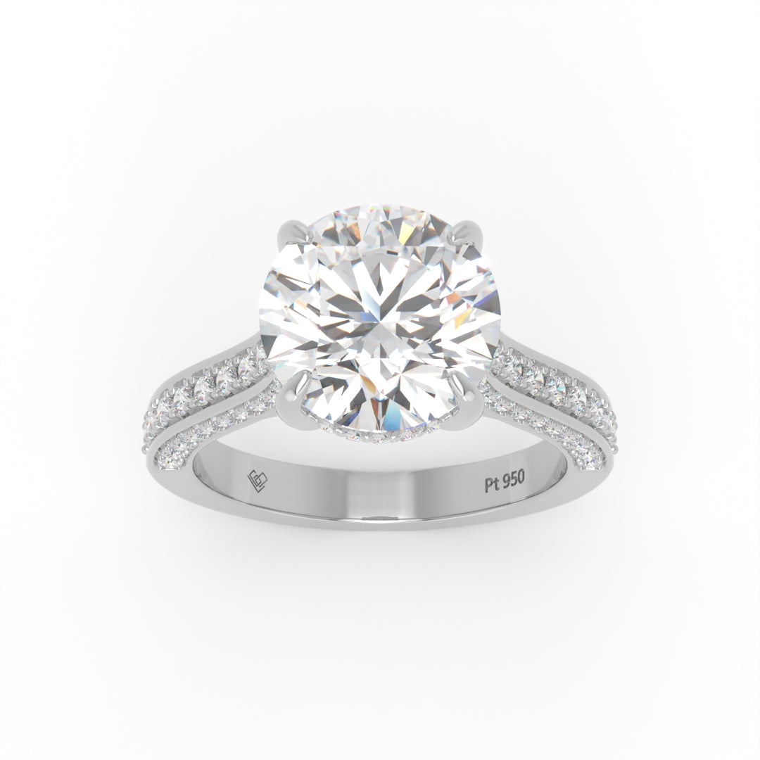Katherine Round cut engagement ring 3D Diamond Band
