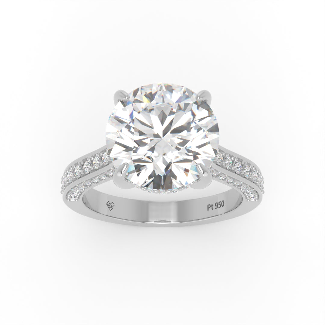 Katherine Round cut engagement ring 3D Diamond Band