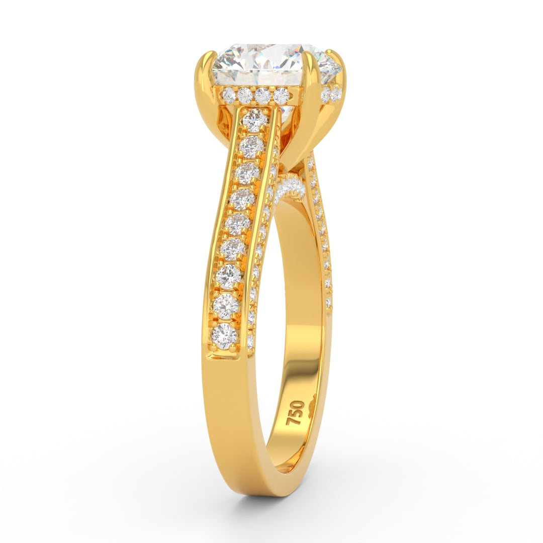 Katherine Round cut engagement ring 3D Diamond Band