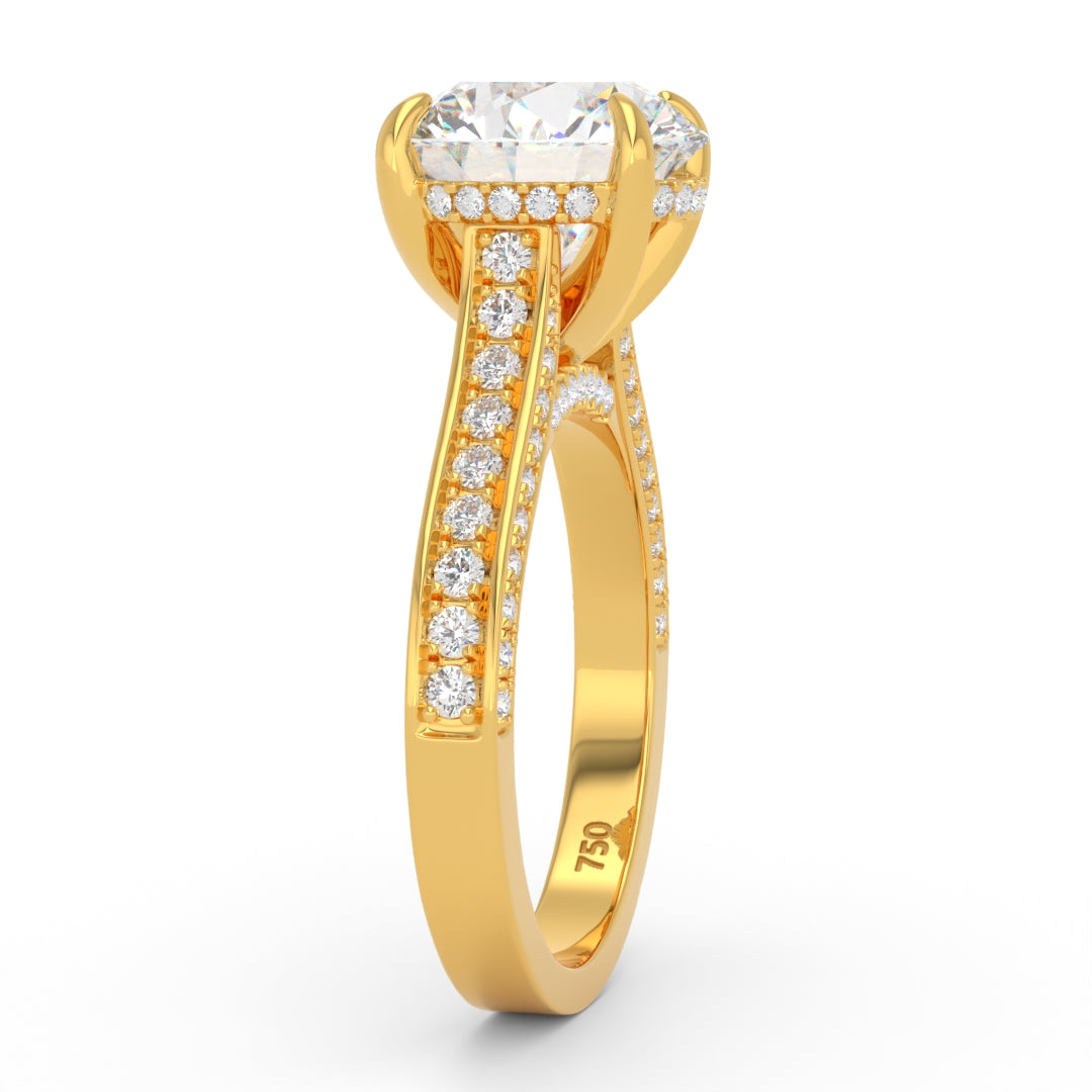Katherine Round cut engagement ring 3D Diamond Band