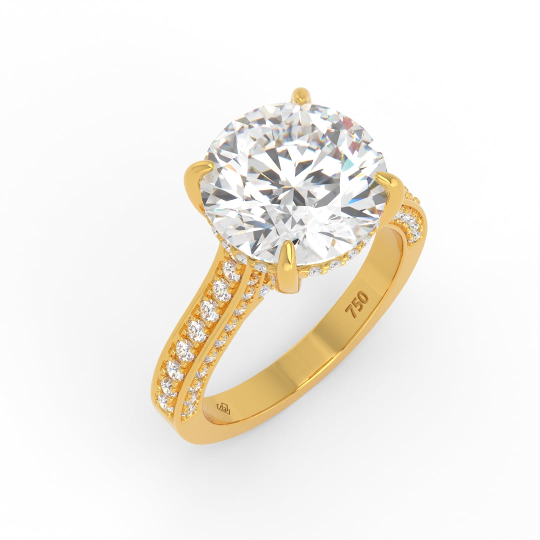 Katherine Round cut engagement ring 3D Diamond Band