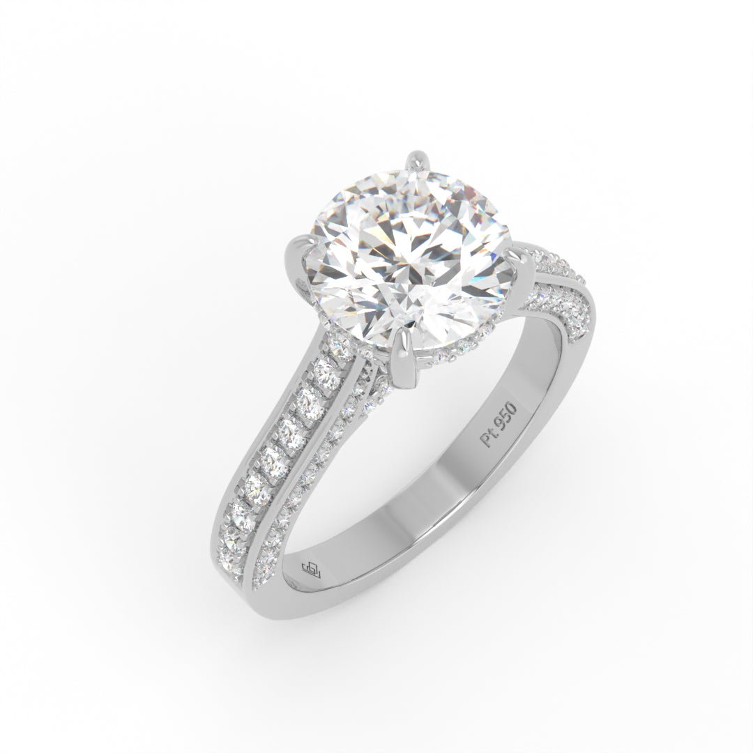 Katherine Round cut engagement ring 3D Diamond Band