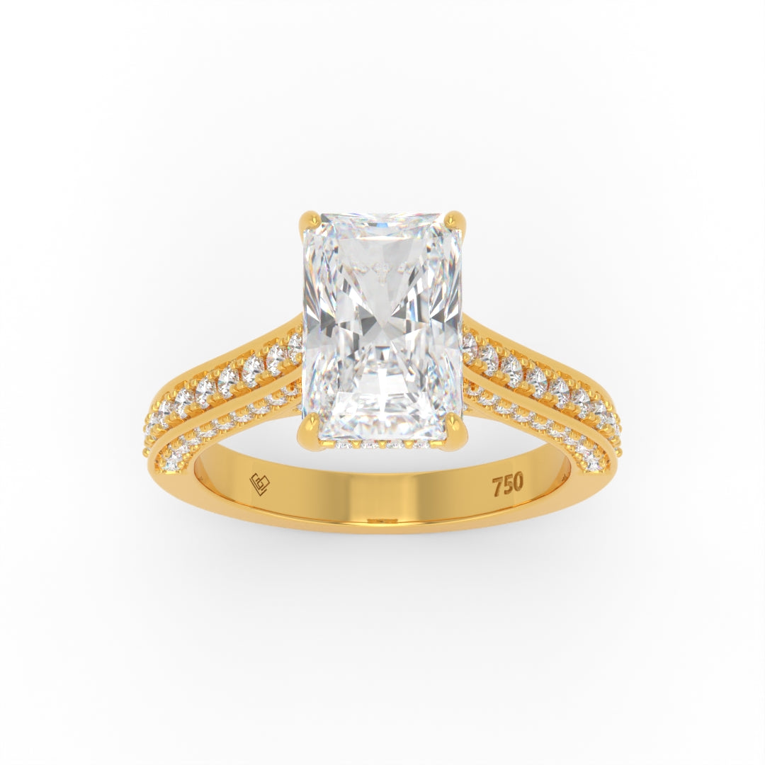 Katherine Radiant cut engagement ring 3D Diamond Band