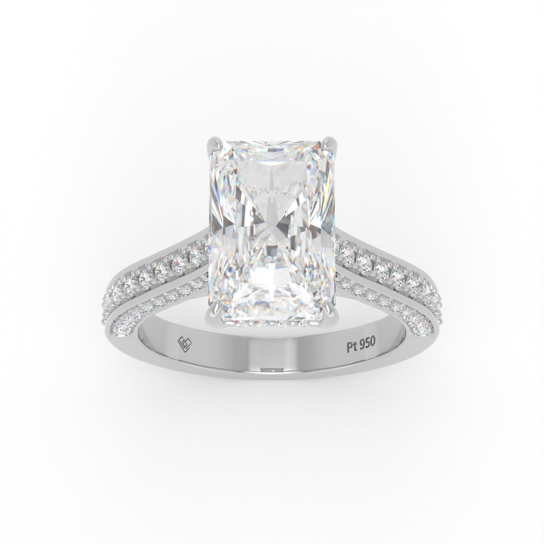 Katherine Radiant cut engagement ring 3D Diamond Band