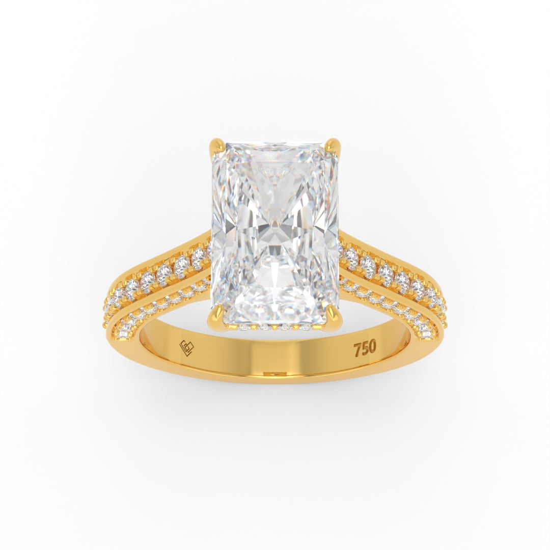 Katherine Radiant cut engagement ring 3D Diamond Band