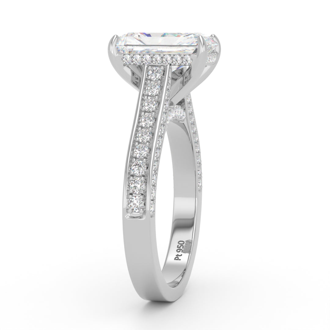 Katherine Radiant cut engagement ring 3D Diamond Band