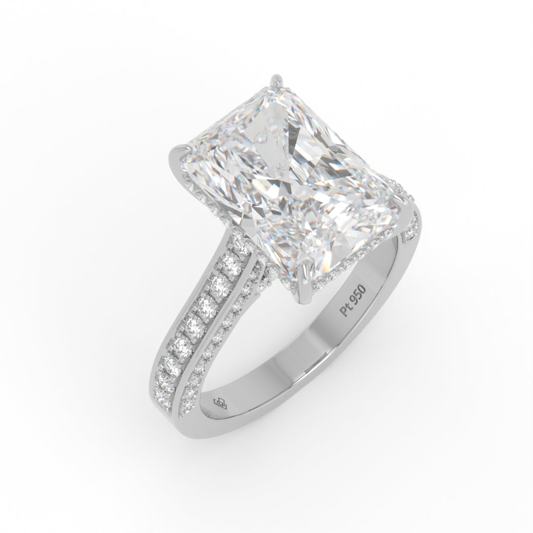Katherine Radiant cut engagement ring 3D Diamond Band
