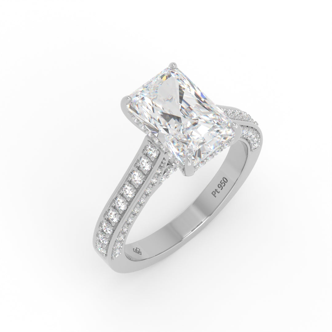 Katherine Radiant cut engagement ring 3D Diamond Band