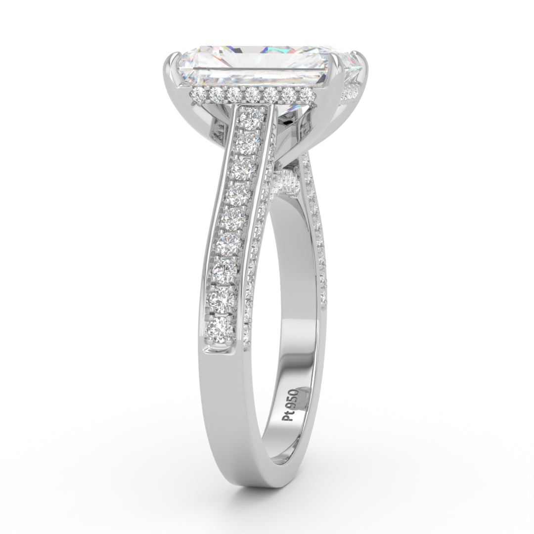 Katherine Radiant cut engagement ring 3D Diamond Band