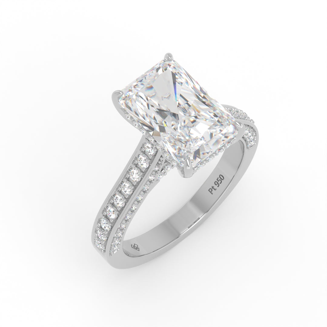 Katherine Radiant cut engagement ring 3D Diamond Band