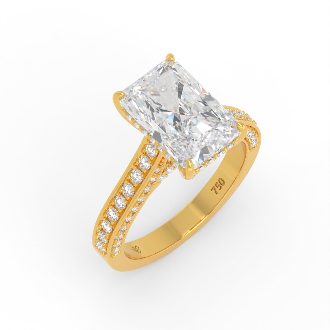 Katherine Radiant cut engagement ring 3D Diamond Band